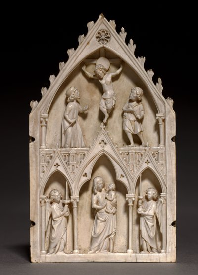 Emléktábla: A keresztre feszítés és a Szűz és a gyermek angyalokkal, 1250-1270 alkotó: French School
