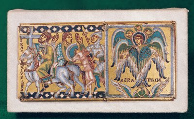 Hérakleioszt (kb. 575-641) és Ezékiel látomását ábrázoló emléktábla, Mózai iskola (festett zománc) alkotó: French School