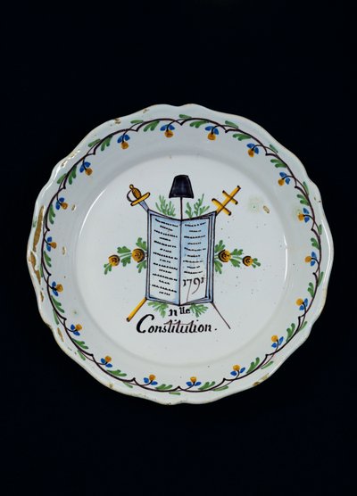 A három rendhez kapcsolódó Alkotmánykönyvvel díszített tábla, 1791 (kerámia) alkotó: French School