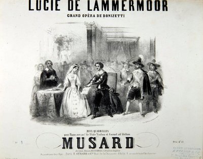 Színjáték a Lucie de Lammermoor operához, Gaetano Donizetti (1797-1848) Nyomtatta Bertauts alkotó: French School