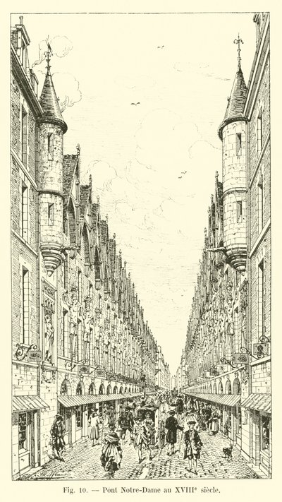 Notre-Dame híd a 18. században alkotó: French School