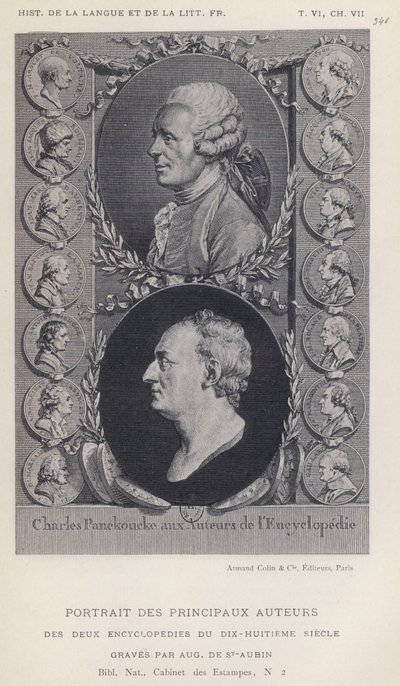 A tizennyolcadik század két enciklopédiája főszerzőinek portréja (litho) alkotó: French School