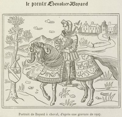 Bayard portréja lóháton (metszet) alkotó: French School