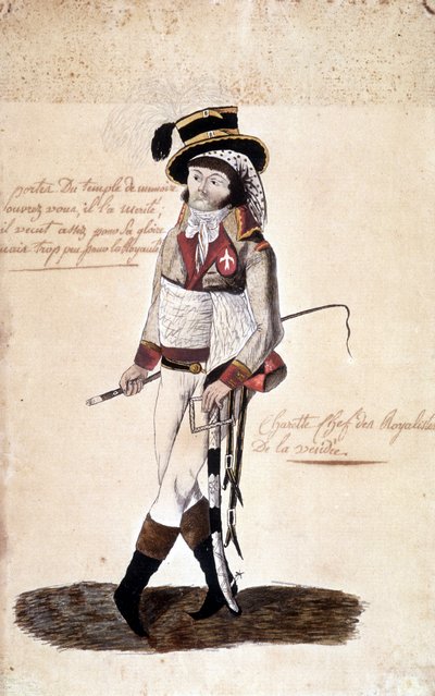 Francois Athanase (Francois-Athanase) de Charette de la Contrie (1763-1796), a nantes-i Vendée - Dobrée Múzeum királypárti vezetőjének egész alakos portréja alkotó: French School