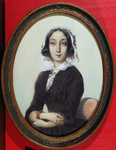 George Sand (1804-76) portréminiatúrája 1840 körül alkotó: French School