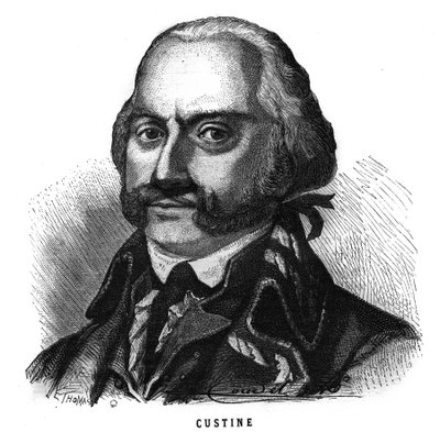 Adam Philippe de Custine (1740-1793) francia tábornok portréja. Metszet a „Les Illustrations De L