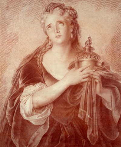 Adrienne Lecouvreur (1692-1730) francia drámaművész portréja. Philippe De Saint Albin rajza alkotó: French School