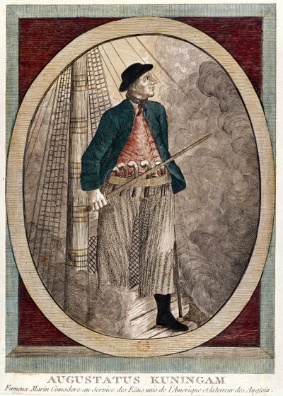 Augustus Kuningan, a függetlenségi háború alatt tevékenykedő amerikai kalóz portréja, 1780 körül alkotó: French School