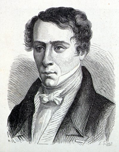 Augustin Fresnel (1788-1827) francia fizikus portréja - a Tudományos albumban; jeles tudósok; Nagy felfedezések””” 1896. alkotó: French School