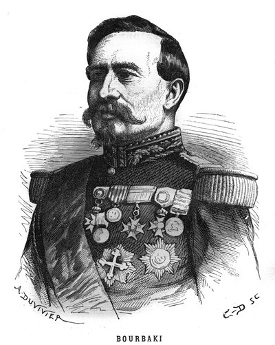 Charles Denis Bourbaki (1816-1897) francia tiszt portréja. Metszet a „Les Illustrations De L