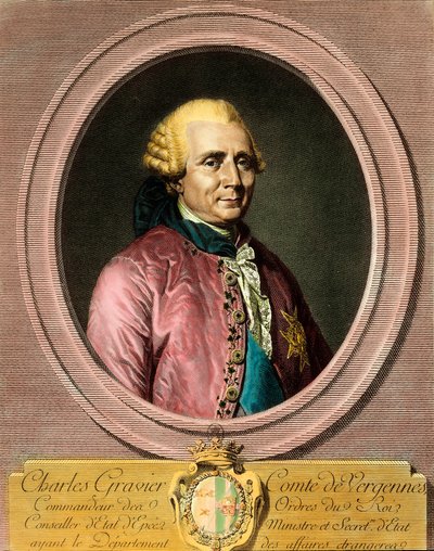 Charles Gravier, Vergennes grófjának (1719-1787) portréja. 18. századi metszet. Magángyűjtemény. alkotó: French School