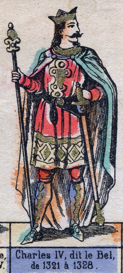 IV. Károly francia, aki Bel Károly (1294-1328) néven ismert (a Capetians dinasztiája). 19. század végi illusztráció. alkotó: French School