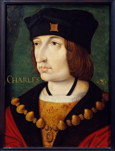 VIII. Károly (1470-1498) XI. Lajos fiának portréja Jean Perreal festménye a 16. századi francia iskoláról. Homályos. 0,36x0,27 m. Musee Conde, Chantilly alkotó: French School