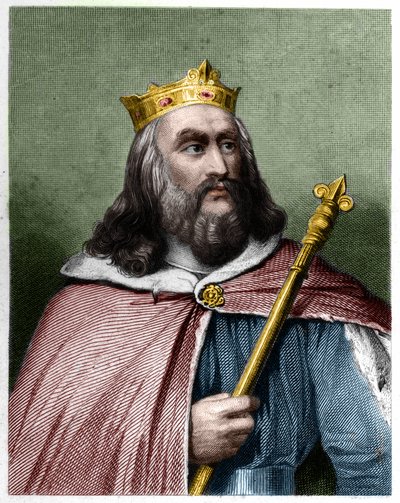 Clotaire (Clothaire) II (584 - 628), Neustria királyának és a frankok királyának portréja - Lavallee „” Histoire des Francais” című könyvében, metszet, sd. alkotó: French School