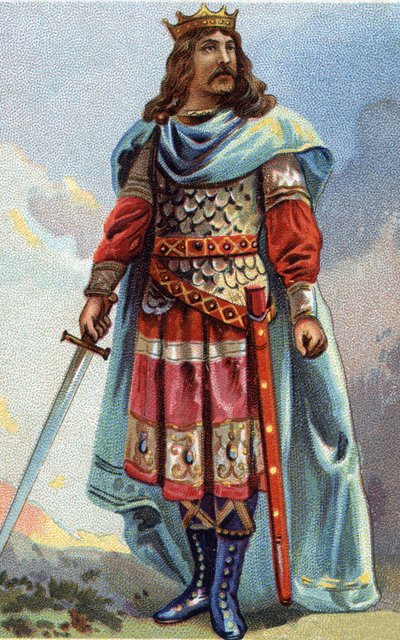 IV. Clotaire (Clothaire), a frankok királya 716-tól 718-ig portréja. Kromolitográfia 1890 körül. alkotó: French School