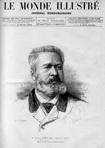 Edmond About (1828-1885), francia író és újságíró, a francia akadémia tagja portréja, „The Illustrous World” 1885-ben. alkotó: French School