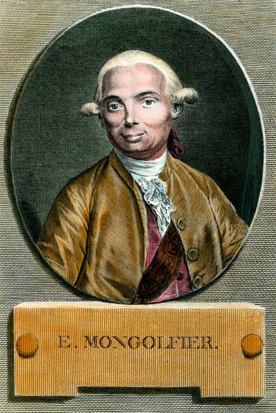 Etienne de Montgolfier (1745-1799), a hőlégballon feltalálójának portréja. 18. századi metszet. Magángyűjtemény. alkotó: French School