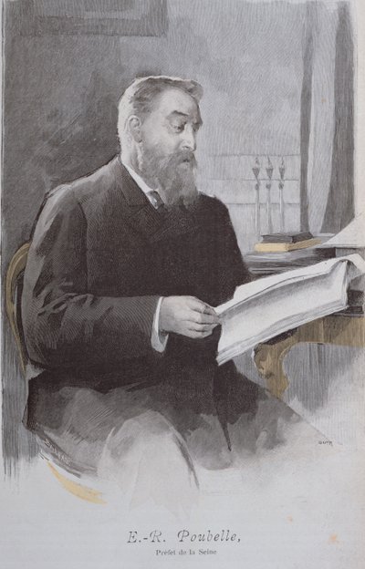 Eugene Poubelle (1831-1907) portréja, a La Revue Illustree-ből. 1893. június 15. (színes metszet) alkotó: French School