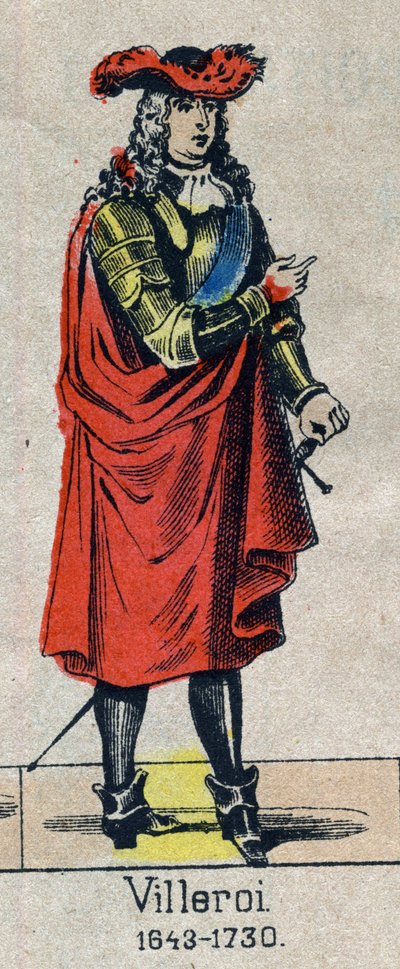 Francois de Neufville, Villeroi hercege, Marechal francia portréja (1644-1730). Epinal képe a 19. század végéről. alkotó: French School