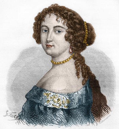 Francoise Athenais (Francoise-Athenais) portréja, Rochechouart Mortemart, de Montespan márkiné (vagy Madame de Montespan) (1640-1707). Metszet 1879-ből. alkotó: French School