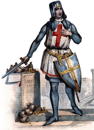 Geoffrey of Villehardouin (1150-1228), francia történész és lovag portréja. alkotó: French School