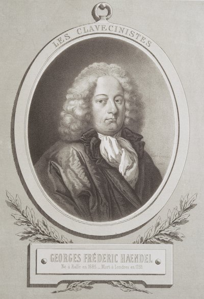 George Frederick Handel (1685-1759) portréja, egy kotta előlapja alkotó: French School