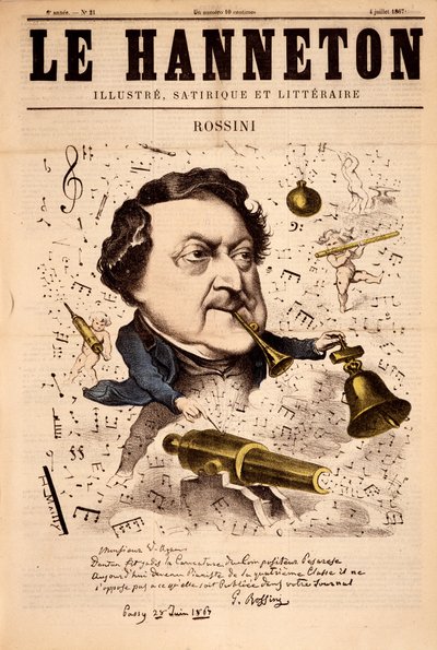 Gioacchino Rossini (1792-1868) portréja – az 1867.07.04-i "" Le Hanneton "-ban alkotó: French School