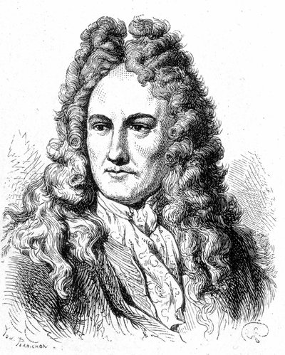Gottfried Wilhelm von Leibniz (1646 - 1716), német filozófus és tudós portréja - a Tudományos albumban; jeles tudósok; Nagy felfedezések””” 1896. alkotó: French School