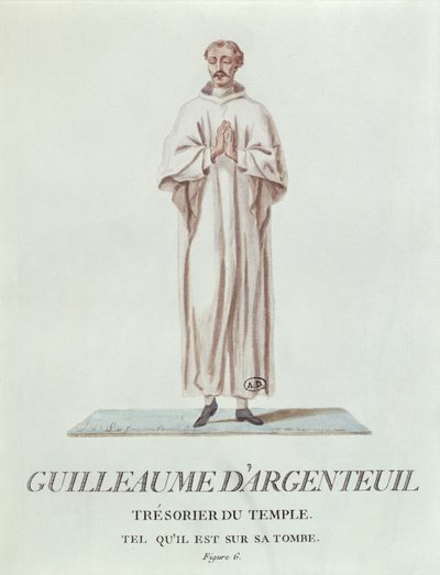 Guillaume dArgenteuil, a templom kincstárnokának portréja a sírján ábrázolva, 1786 (wc papíron) alkotó: French School