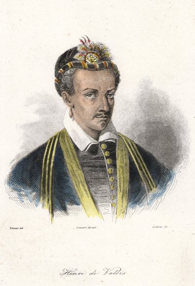 Henrik (1551-1589), francia király portréja. (fülbevalóval). Metszet 19. század. alkotó: French School