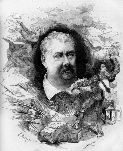 Hippolyte de Villemessant (1810-1879) francia újságíró, a „Figaro” alapítója portréja. Metszet a „” Le Monde Illustré”” 1151. számában, 1879. április 19. alkotó: French School