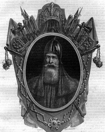 Igor oroszok hercegének, varegue hercegnek, a kijevi „rusz” uralkodójának portréja 912-től 945-ig. Vésett Maurice Lachatre „Histoire des Papes-Rois-Queen and Empereurs a travers les centuries” című könyvébe. alkotó: French School