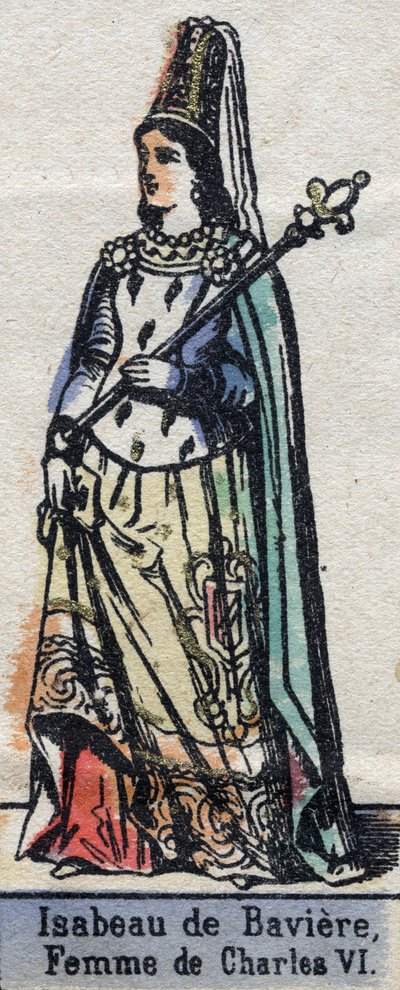 Isabeau (Isabelle, Elisabeth) de Baviere (1371-1435), a francia VI. Károly feleségének portréja. (Kapetiai dinasztia). 19. század végi illusztráció. alkotó: French School