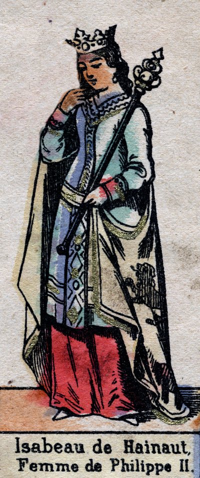 Isabelle de Hainaut (1170-1190), II. Fülöp francia feleségének (a Kapetusok dinasztiája) portréja. 19. század végi illusztráció. alkotó: French School