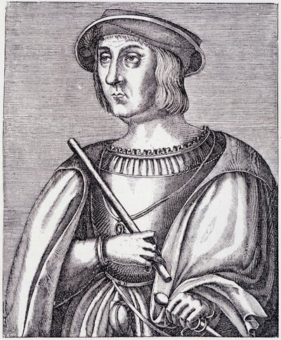 Jacques II de Chabannes (La Palice) (1470-1525) portréja, metszet Paul Lacroix "Louis XII et Anne de Bretagne" című művéből, szerkesztette Georges Hurtrel. alkotó: French School