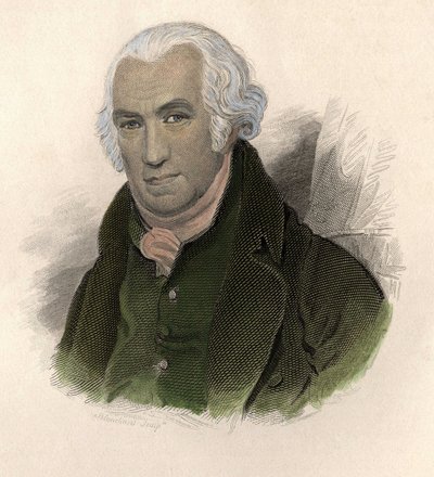 James Watt (1736-1819) skót mérnök és szerelő portréja. a „” Portraits des Hommes hasznos” című részben alkotó: French School