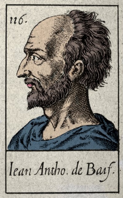 Jean Antoine de Baif (1532-1589), a Pleiade mozgalom francia költőjének portréja. századi metszet. alkotó: French School