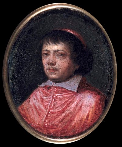 Jean Francois Paul de Gondi (Jean-Francois-Paul de Gondy) portréja (1614-1679) de Retz bíboros, a párizsi levéltár koadjutora, bíboros 1651-ben 17. századi miniatűr festmény. Chantilly, Conde Múzeum alkotó: French School