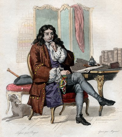 Jean de La Fontaine (Lafontaine) (1621-1695) francia meseíró és költő portréja. alkotó: French School