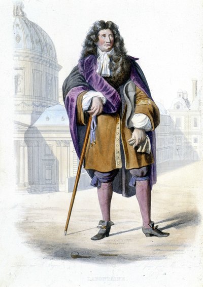 Jean de La Fontaine francia író (1621-1695) portréja – Ed. Mennechet, „” Le Plutarque francais”” alkotó: French School