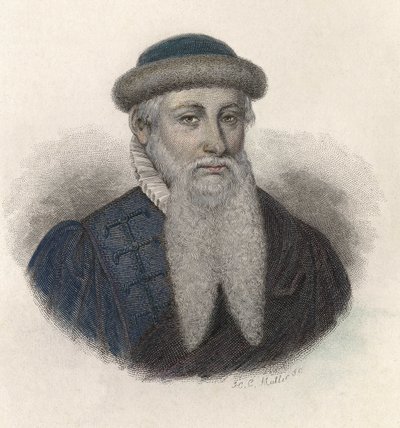 Johannes Gensfleisch dit Gutenberg (1394/99-1468) német nyomdász portréja. A „” Hasznos férfiak portréiban”” alkotó: French School