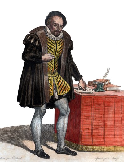 Lord Michel Eyquem de Montaigne (1533-1592) francia író portréja. alkotó: French School