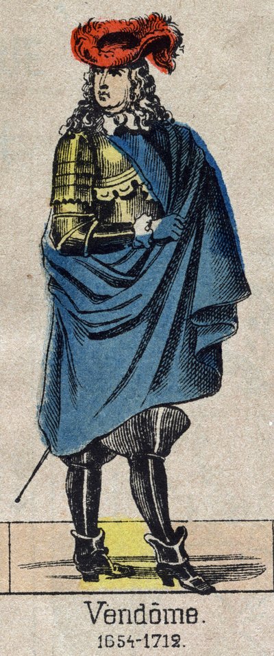 Louis-Joseph (Louis Joseph) de Bourbon (1645-1712) portréja, aki a Grand Vendome néven ismert, Penthievre és Mercoeur hercege, majd Vendome hercege és Franciaország párja. Epinal képe a 19. század végéről. alkotó: French School