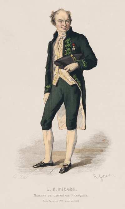 Louis Benoit Picard francia drámaíró portréja (színes metszet) alkotó: French School