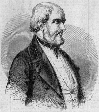 Louis Garneray (1783-1857) francia tengerész, festő és tengertörténész portréja. Metszet a „” Le Monde Illustré”” 26. számában, október 10 alkotó: French School