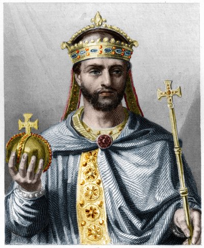 I. Lajos Jámbor vagy Debonnaire (778 - 840), Nyugat császárának portréja - Lavallee „Histoire des Francais”-jában, metszet, sd. alkotó: French School