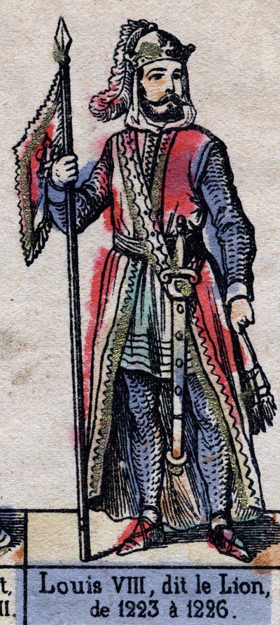 Az Oroszlán (1187-1226) néven ismert francia VIII. Lajos portréja (a Kapetusok dinasztiája). 19. század végi illusztráció. alkotó: French School