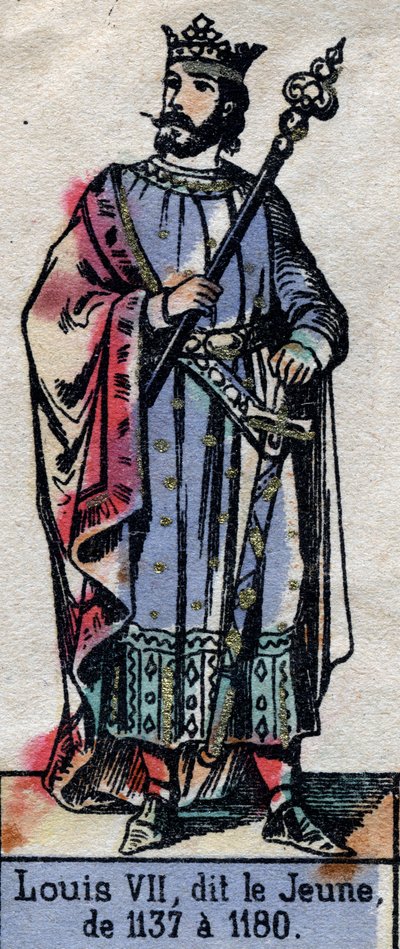 VII. Lajos francia, fiatal Lajos (1120-1180) néven ismert portréja (a Kapetusok dinasztiája). 19. század végi illusztráció. alkotó: French School