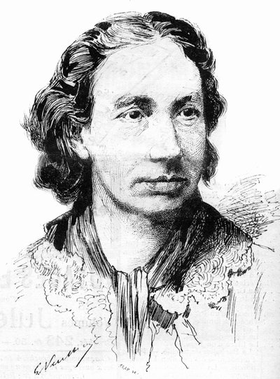 Louise Michel (1830-1905), feminista aktivista és a párizsi kommunista partizán portréja. Itt 1887-ben. alkotó: French School