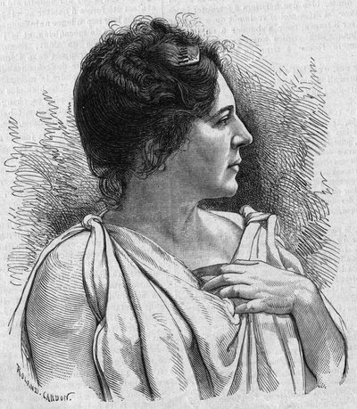 Madame Agar (Marie Leonide Charvin) (1836-1891) francia komikus portréja. Metszet a „La gazette du dimanche”-ban, 1895. november 21-én. alkotó: French School